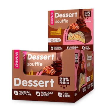 Chikalab Protein Cookie Dessert Souffle Pecans &amp; Caramel Dubai Collection No Sugar Added 8x55g