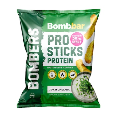 Bombbar Protein Corn Sticks with Onion &amp; Sour Cream Flavor Gluten Free 60g