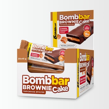 Bombbar Protein Brownie Cake Creamy Caramel Filling Gluten Free and No Sugar Added 20x45g