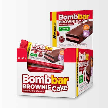 Bombbar Protein Brownie Cake Cherry Filling Gluten Free and No Sugar Added 20x45g
