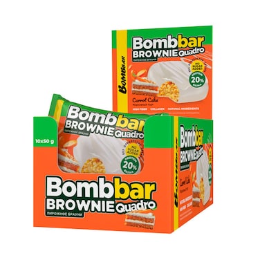 Bombbar Collagen Protein Brownie Carrot Cake, High Fiber and No Sugar Added 10x50g