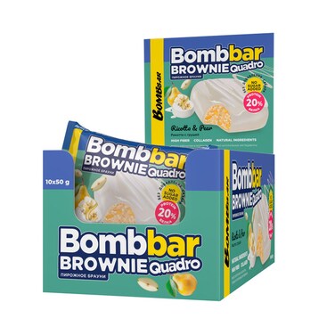 Bombbar Collagen Protein Brownie Ricotta &amp; Pear, High Fiber and No Sugar Added 10x50g