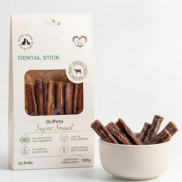 O2Pets Beef Bully Sticks Dental Dog Treats &mdash; Single-Ingredient Natural Chews, Long-Lasting, Grain-Free &mdash; Odor-Managed, High-Protein Beef Treats for Puppies &amp; Adult Dogs &mdash; 100 g