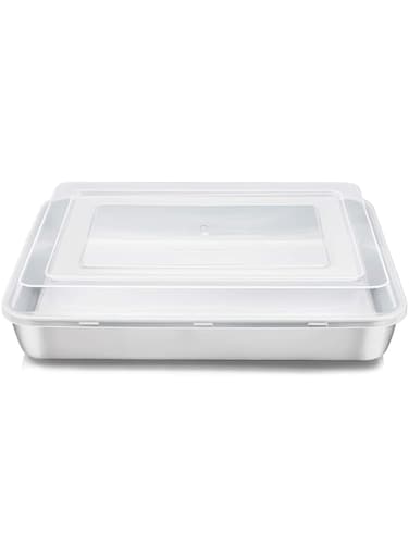 E-far Stainless Steel Baking Pan with Lid, 12&acirc;&acirc;&euro;&brvbar;&acirc;&euro;&oelig; x 9&Atilde;&sbquo;&frac34; x 2 Inch Rectangle Sheet Cake Pans with Covers Bakeware for Cakes Brownies Casseroles, Non-toxic &amp; Healthy, Heavy Duty &amp; Dishwasher Safe
