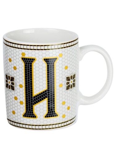 Art Letter H Printed Porcelain Ceramic Tea Coffee Mug 300ml - Stylish and Durable Mug for Hot Beverages