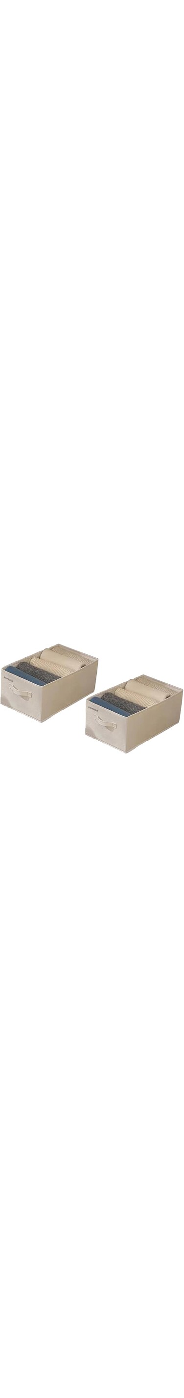 SULUNZEGER Clothes Storage Organizer, 2 Pack Wardrobe Clothes Bag, Cotton Foldable Clothing Storage Box with Reinforced Handles, Drawer Closet Organizers for Jeans, Bras, Sweaters, (Beige) (Big)