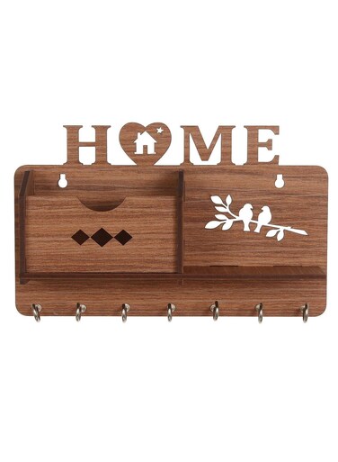 Kingdom Key Holder for Home Wall Stylish   Mobile Holder for Wall   Wooden Key Stand   Key Hanger or Key Chain Holders for Wall (7 Hooks)