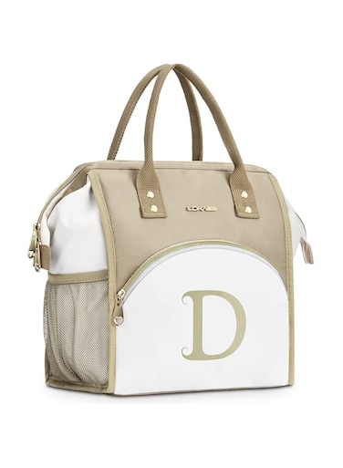 LOKASS Initial Lunch Box for Women Large Lunch Bag, Insulated Cooler Tote Bag for Work/Picnic, Personalized Mother's Day Gift for Mom/Nurse/Teacher-D