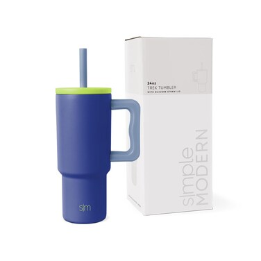 Modern Kids 24 oz Tumbler with Handle and Silicone Straw Lid   Spill Proof and Leak Resistant   Reusable Stainless Steel Bottle   Gift for Kids Boys Girls   Trek Collection   Asteroid