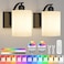 Battery Operated Wall Sconce with Remote Control, Black Rechargeable Wall Lights Set of 2, 15 Colours Wireless Wall Sconce with 3000mAh Dimmable Detachable Bulb for Bedroom, Living Room and Hallway