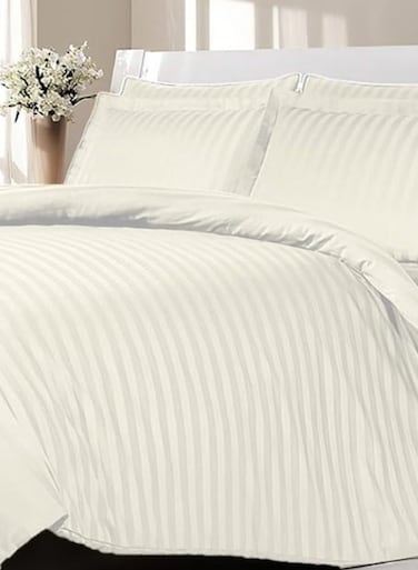 UAE Off White Complete Duvet Cover Set For Single Bed With Fitted Sheet