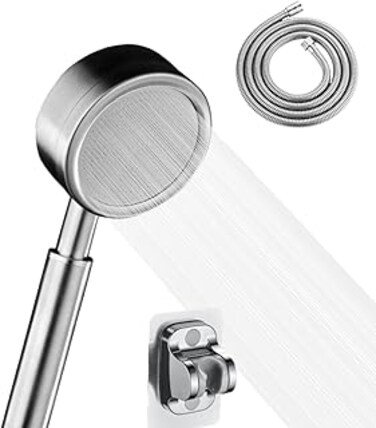 304 Stainless Steel High-Pressure Handheld Shower Head with 150CM Hose &amp; Adhesive Holder - Rustproof Water Sprinkler for Pets, Children