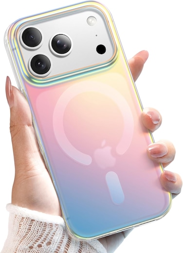 Iridescent Case for iPhone 17 Pro Max 6.9-Inch Compatible with MagSafe, Cute Unique and Aesthetic Design, Colorful Fluorescent Translucent Back Shockproof Phone Cover (Iridescent)