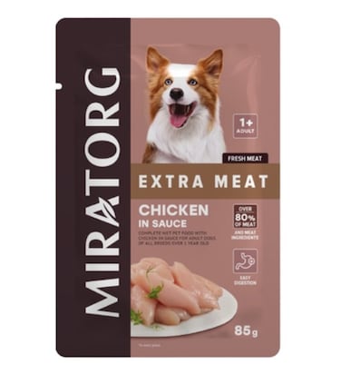 Miratorg EXTRA MEAT with Chicken in Sauce for All Breed Dog Wet Food
