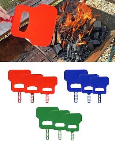 BBQ Hand Fan for Outdoor Cooking   Portable Plastic Barbecue Fire Bellow   Camping, Hiking &amp; Picnic Grill Accessories &acirc;&euro;&ldquo; Assorted Colors (PACK OF 3)
