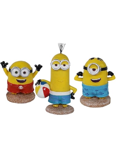 Penn-Plax Minions Officially Licensed 3-Piece Aquarium Ornament Bundle &ndash; Includes Kevin, Stuart, and Bob &ndash; Beach Themed &ndash; Small