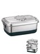 2000ml Bento Box, Stainless Steel Lunch Box Container 3 grids, Double Layer Metal Lunch Container Anti-skid Leak-proof For Adult Work School Portable Dishwasher