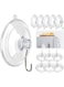 Vercapm Suction Cup Hooks, 1.77 Inches Clear PVC Suction Cups with Metal Hooks Removable Small Suction Cups for Kitchen Bathroom Shower Wall Window Glass Door - 12 Pack