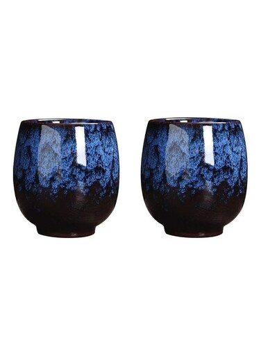 Of 2 Handmade Espresso Mugs Blue/Black 12*12*11cm
