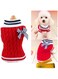 Pet Dog Sweater Knitted Braid Plait Turtleneck Navy Style Bowknot Knitwear Outwear for Dogs &amp; Cats (Red, M)