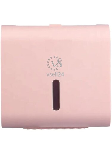 Vsell24&trade; Wall Mounted Self Adhesive Waterproof Tissue Paper Roll Dispenser Toilet Paper Napkin Holder Storage Box Compatible with Roll Paper Tissue Paper for Bathroom Kitchen Living Room Pink/Grey