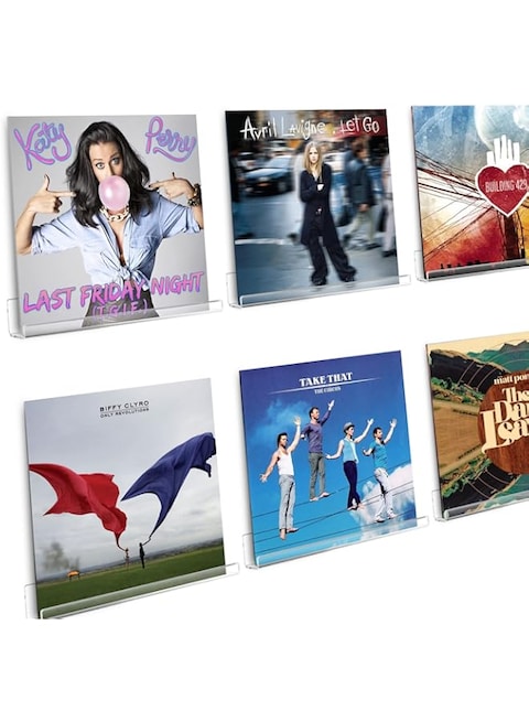Boxalls Pack of 6 Vinyl Record Shelf Wall Mount, Transparent Acrylic Album Record Holder Display Your Daily Listening in Style (30.4 x 3.8 x 4.3 cm)