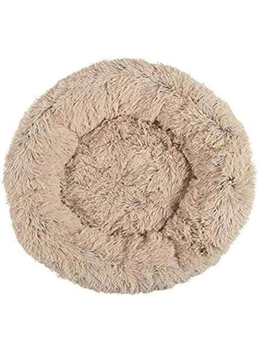 BAOFI Dog Bed Pet Bolster Bed Kennel Cat Cushion Bed Marshmallow Pet Bed Large Ultra Soft Plush Donut Cuddler Round Dog Nest Bed Machine Washable And Non-Slip Pet Calming Warm Bed,Beige,M,60CM