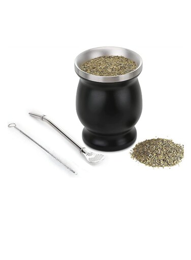 Tea cup Yerba Mate Tea Cup 12oz Stainl Steel Household Insulation Cup with 1 Bombilla Straw 1 Cleaning Brush Tea Cup Set for Yerba Mate Loose Leaf Drinking