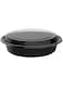 Blueberry 700ml - Round Disposable Food Container - Black Base With Clear Lid (HOT &amp; COLD USE) 24ounce (50)