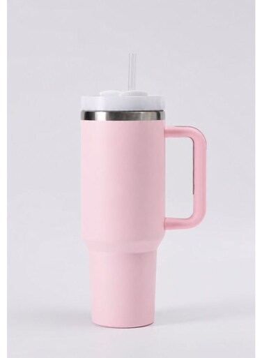 Collections 40oz Pink Stainless Steel Tumbler with Handle &amp; Straw Lid   Vacuum Insulated Leak-Resistant Water Bottle 1200ml   Reusable Travel Mug for Home, Office &amp; Car