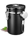 Airtight Stainless Steel Kitchen Food Storage Container With Lid And Scoop For Beans Black