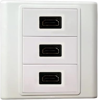 DKURVE HDMI Wall Plate White 86 Type Wall Panel Socket HDtTV High Definition Digital TV Network Cable Outlet (3 Port)