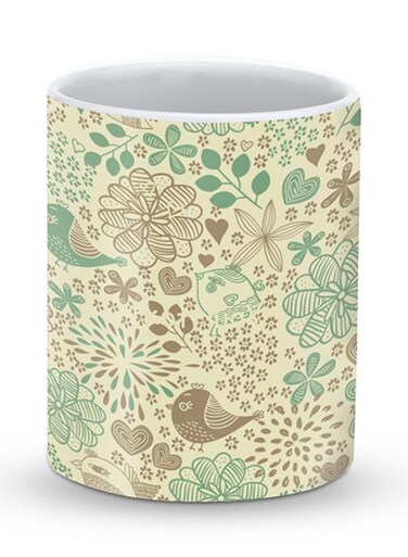 Premium Cozy Garden Designer Mug Beige/Brown/Green