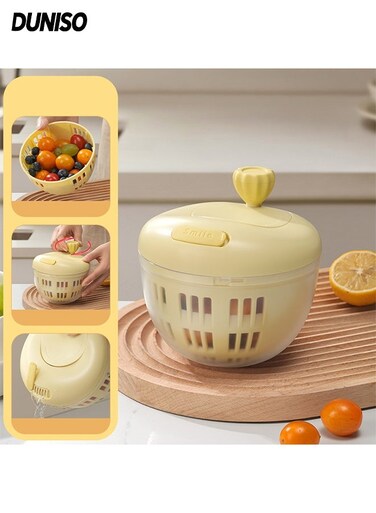 Fruit Dehydrator With with Lid, 360 &Acirc;&deg;Rotating with Handle,Portable Salad Cleaning and Draining Bowls, Large Capacity Vegetable Dehydrator,For Salads, Vegetables And Fruits