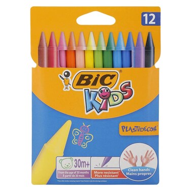 Bic Kids Plastidecor Crayons, 12 PCS