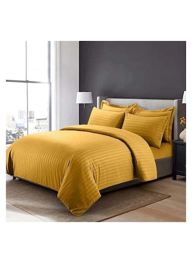 COLLECTION Stripe Double Brown Duvet Cover set with 2 Pillow Case 220x240 cm