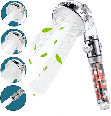 Shower Filter,High Pressure Shower Head with 3 Modes and Stop Button, Rainfall, Spa Water Saving Ionic Shower heads Spray Handheld Shower filter for Hair loss cleans water and chlorine