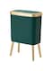 Procade Trash Can with Lid,Small Bathroom Garbage Can with Lid, Plastic Trash Can with Push Button,Narrow Waste Basket for Bedroom,Living Room, Toilet,Office,Kitchen,4 Gal-Gold Edge