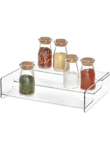 Interdesign LinUS Cabinet Organizer Rack - Storage For Kitchen, Pantry Or Bathroom Countertops, Clear, VarioUS Style 65430