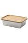 container with lid, rectangular stainless steel/bamboo, 1.0 l