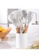 11-Piece Silicone Non-Stick Cooking Utensil Set with Wooden Handle &acirc;&euro;&ldquo; White/Brown, Heat-Resistant, Non-Scratch Design, Ideal for Non-Stick Cookware, Ergonomic Comfort, 34cm Length