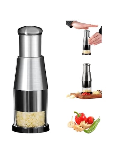 Joyzzz Pressed Garlic Chopper, Manual Slap Safety Food Chopper with Container, Easy to Clean Manual Vegetable Chopper, Onion Chopper Mincer for Garlic, Onion, Ginger, Pepper, Celery, etc
