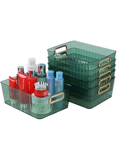 Oymlclivisa 6 Pack Plastic Clear Storage Basket Bins, Cosmetic Storage Bin