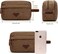iCozzier Men&#39;s Toiletry Wash Bag Leather and Canvas Travel Toiletry Makeup Comestic Bag Dopp Kit for Men Shaving Bag for Travel Accessories - Coffee
