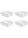 FCG Home - 4 Pack - White Basket Tray Kitchen Pantry Cupboard Storage Organizer Box Bin (Large)