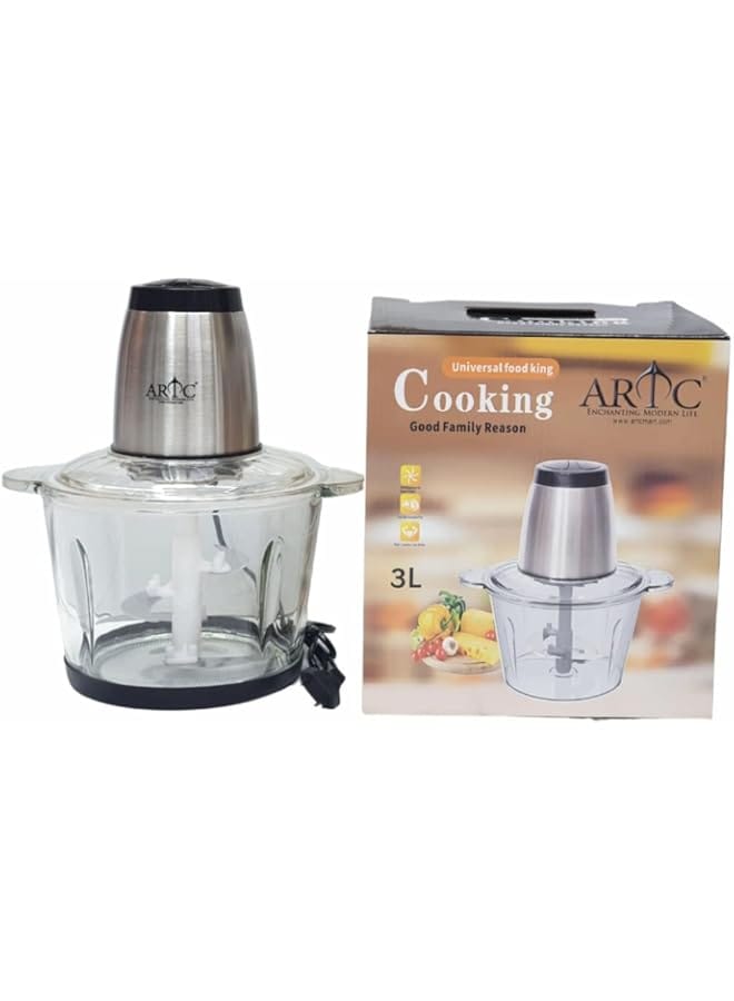 Buy ARTC 3L Glass Bowl Food Chopper Electric Meat Grinder Machine ...