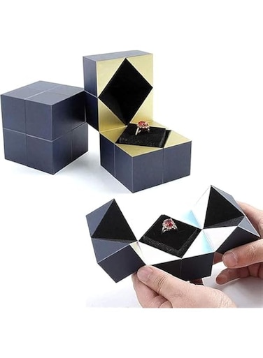 KASTWAVE Creative Cube Ring Box Magic Rotating Bracelet and Puzzle Jewelry Box Unique Proposal Ring Box Funny Gift Box