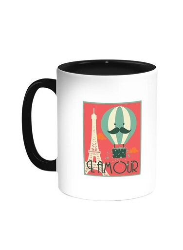Love Of Paris Printed Coffee Mug Black/White 11ounce
