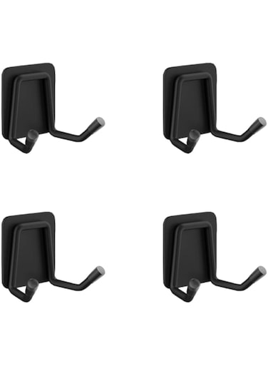 [YNOBUN] No Punch Hooks 4 Piece Set, Stainless Steel Bonded Hooks, Heavy Duty Wall Hooks for Hanging Towels, Robes, Coats, Keys, Calendars, Bathroom, Household and Kitchen, Double Hooks Black