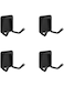 [YNOBUN] No Punch Hooks 4 Piece Set, Stainless Steel Bonded Hooks, Heavy Duty Wall Hooks for Hanging Towels, Robes, Coats, Keys, Calendars, Bathroom, Household and Kitchen, Double Hooks Black